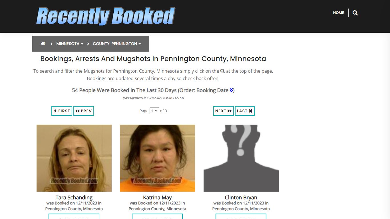 Bookings, Arrests and Mugshots in Pennington County, Minnesota