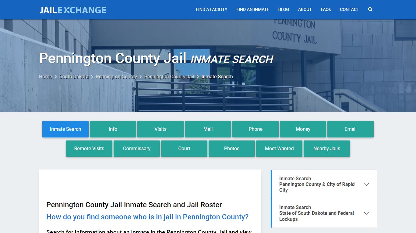 Inmate Search: Roster & Mugshots - Pennington County Jail, SD