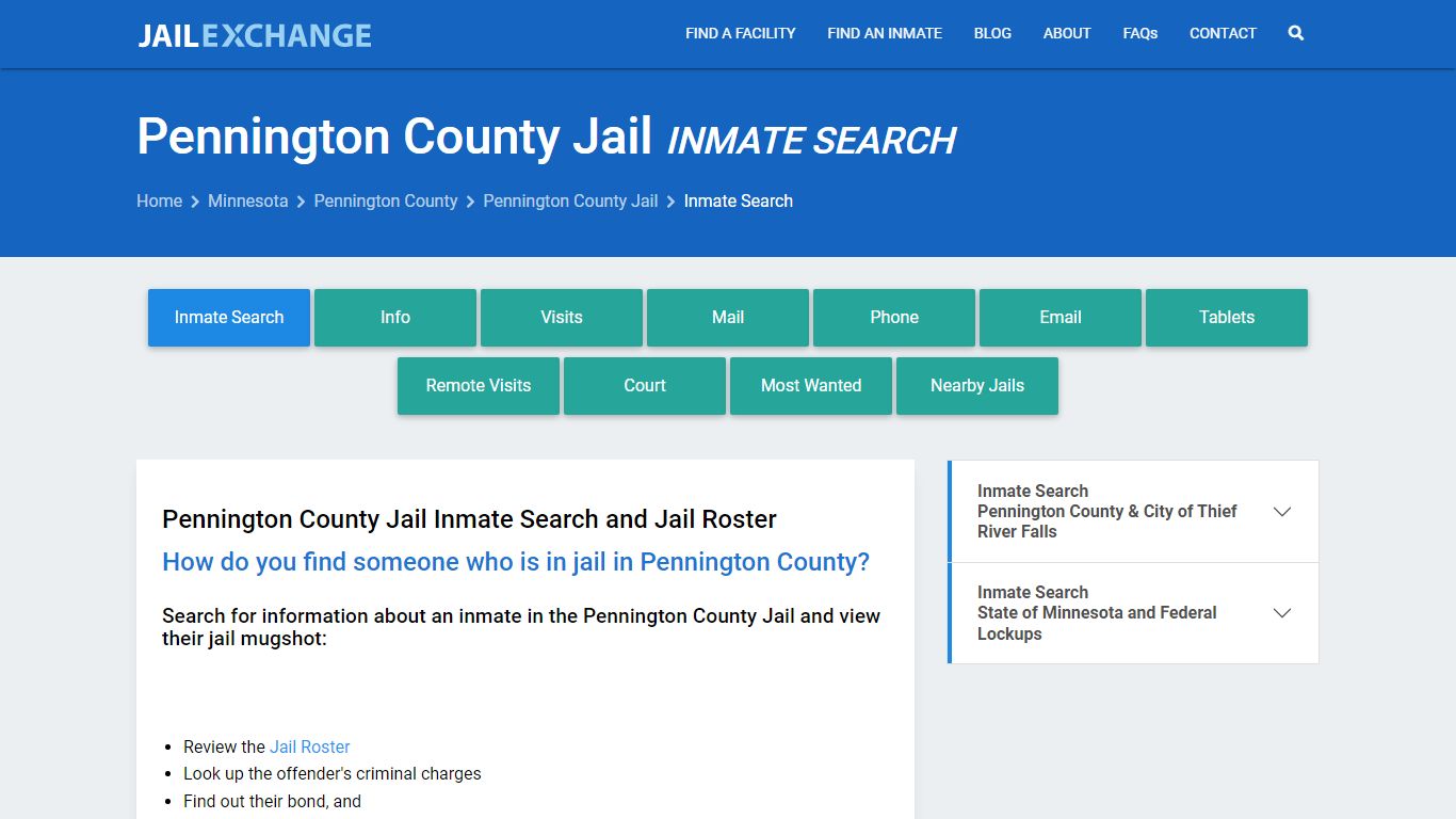 Inmate Search: Roster & Mugshots - Pennington County Jail, MN